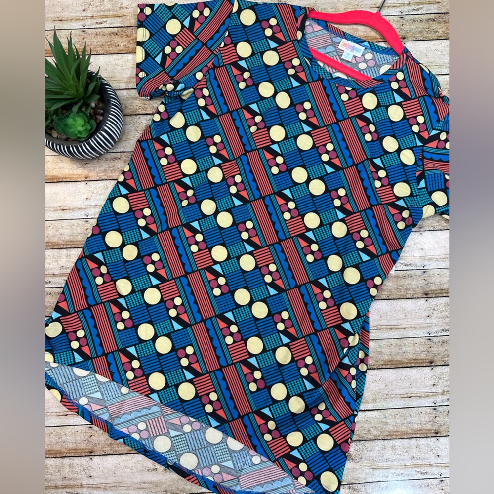 Blue Orange Yellow Patterned Kids Shirt (vaulted LuLaRoe, vintage LLR)